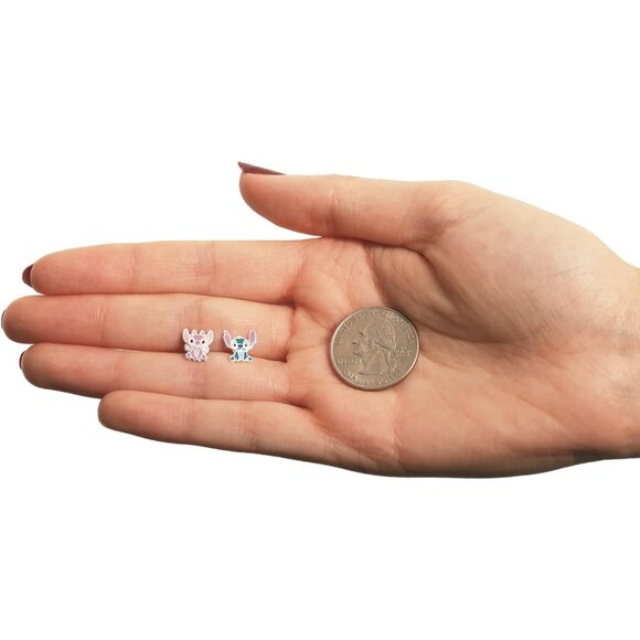Disney Lilo & Stitch Stud Earrings Sterling Silver Earrings Angel & Stitch - Picture 5 of 6